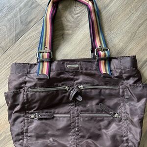 Brown Nylon Tote Bag with Multicolor Straps Franco Sarto